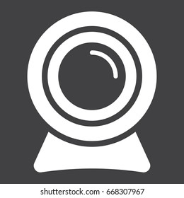 Webcam solid icon, device and camera, vector graphics, a glyph pattern on a black background, eps 10.