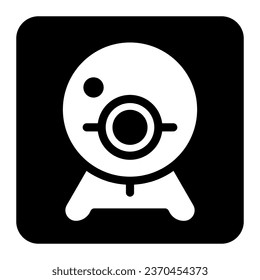 Webcam solid icon, online education concept, chat camera sign on white background, Webcam for videoconference icon in glyph style for mobile concept and web design. Vector graphics