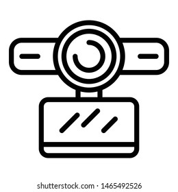 Webcam with stereo microphone icon. Outline webcam with stereo microphone vector icon for web design isolated on white background