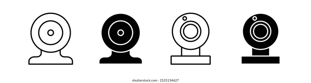 Webcam thin line vector icon collection