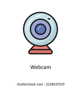 Webcam Vektor abgeschlossen Outline Icon Design Illustration. Cloud-Computing-Symbol auf weißem Hintergrund - EPS10-Datei