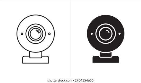 Icono de Vector de la cámara web aislado en el fondo blanco para el Diseño web y la aplicación. Video Esta cámara web se utiliza para llamadas, reuniones en línea y transmisión. Es un dispositivo de tecnología moderna.