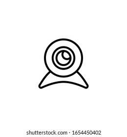 Webcam vector icon in linear, outline icon isolated on white background