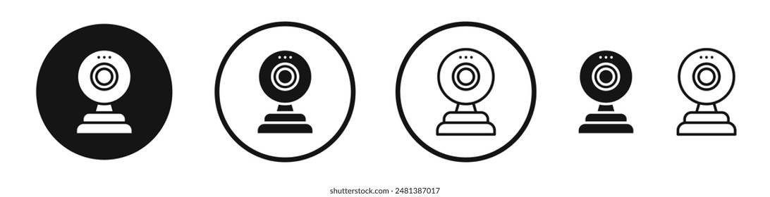 Icono de Vector de cámara web en color blanco y negro.