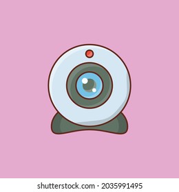 ilustración de webcam Vector en un fondo transparente. Símbolos de calidad premium. Icono de color plano de línea vectorial para el concepto y el diseño gráfico.