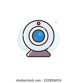 Webcam vector illustration. Outline filled advertising and media icons.