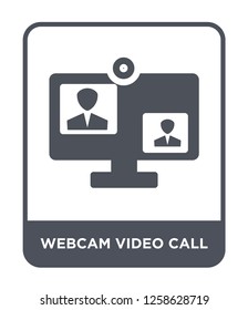 webcam video call icon vector on white background, webcam video call trendy filled icons from Music and media collection, webcam video call simple element illustration