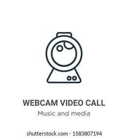 Webcam video call outline vector icon. Thin line black webcam video call icon, flat vector simple element illustration from editable music and media concept isolated on white background