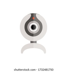 Webcamera from computer on white background. Vector illustration in trendy flat style.