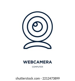 webcamera icon from computer collection. Thin linear webcamera, camera, webcam outline icon isolated on white background. Line vector webcamera sign, symbol for web and mobile