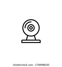 Webcamera vector icon in black line style icon, style isolated on white background