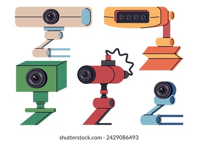 Webcams vector cartoon set isolated on a white background.