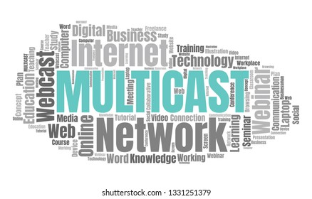 Webcast or Web Conference Word Cloud. Webinar Collage or Multicast Concept Vector Illustration