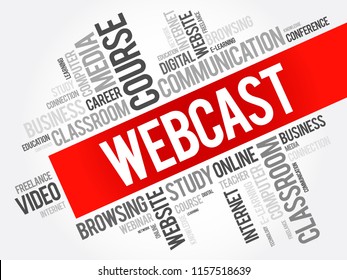 Webcast word cloud collage, business concept background