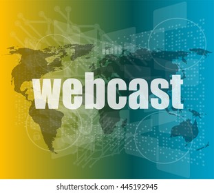 webcast words on digital touch screen interface - business concept vector quotation marks with thin line speech bubble. concept of citation, info, testimonials, notice, textbox. flat style