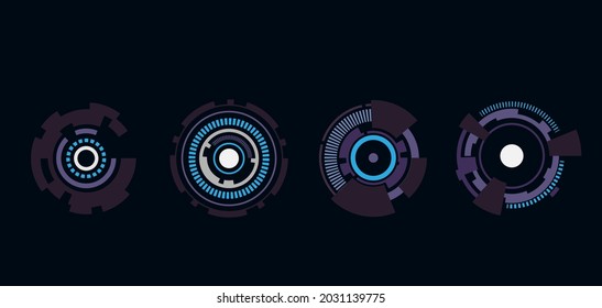 WebCircle HUD elements for UI, UX, GUI, FUI. Set abstract digital circular shapes. Set of Sci Fi Modern User Interface Elements. vector illustration