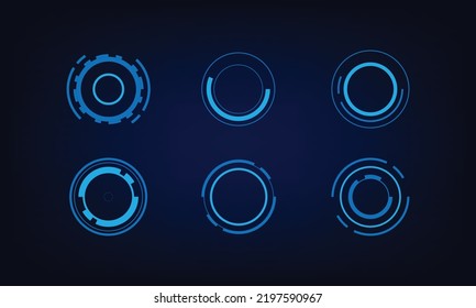 WebCircle HUD elements for UI, UX, GUI, FUI. Set abstract digital circular shapes. Set of Sci Fi Modern User Interface Elements. vector illustration