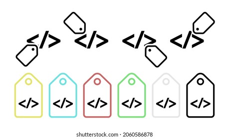 Webcode character vector icon in tag set illustration for ui and ux, website or mobile application