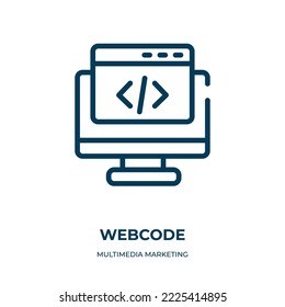 Webcode icon. Linear vector illustration from multimedia marketing collection. Outline webcode icon vector. Thin line symbol for use on web and mobile apps, logo, print media.