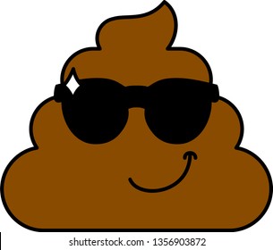 WebCool, confident poop emoji vector illustration