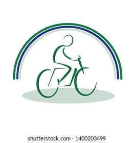 WebCycling stylized symbol, cyclist silhouette, cycling logo