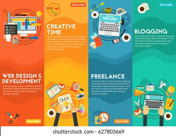 Webdesign, Development, Blogging, Freeance And Creative Time Concept