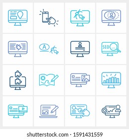 Webdesign icon set and touchscreen with bug, usability and graphic content. Interface related webdesign icon vector for web UI logo design.