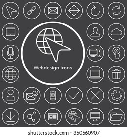 webdesign outline, thin, flat, digital icon set for web and mobile