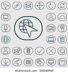 webdesign outline, thin, flat, digital icon set for web and mobile