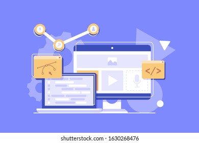 webdesign tools, web designer process and infographic elements isolated