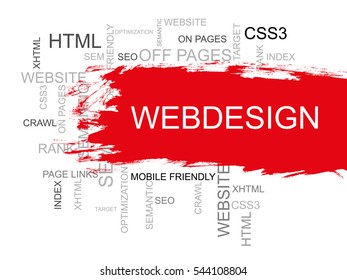 Webdesign Word Cloud, Design and Internet Concept