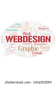 Webdesign word cloud. Wordcloud made with text only.