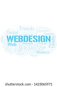 Webdesign word cloud. Wordcloud made with text only.
