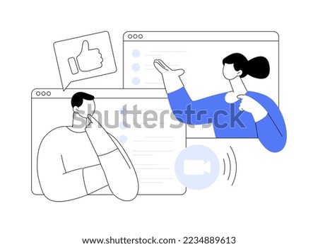 Webinar abstract concept vector illustration. Web seminars and webcasts, peer level meetings, online education, collaborative services, internet event, video call, writing notes abstract metaphor.