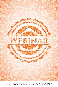 Webinar abstract emblem, orange mosaic background