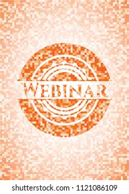 Webinar abstract orange mosaic emblem with background