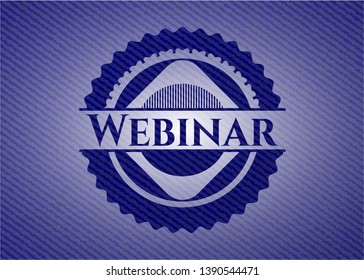 Webinar badge with denim texture. Vector Illustration. Detailed.
