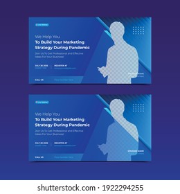 Webinar banner invitation horizontal template. Banner live conference promotion or marketing for social media.