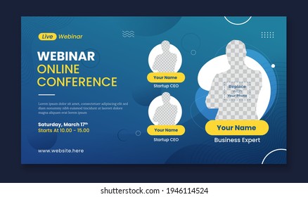 Webinar banner template. Suitable for business web banner, landing page, flyer, online business seminar and many more
