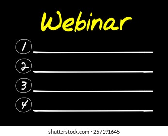 WEBINAR blank list, business concept