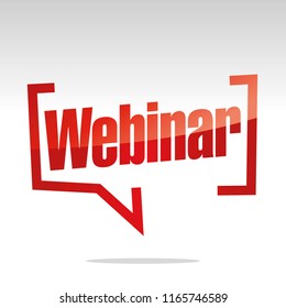 Webinar in brackets speech red white isolated sticker icon