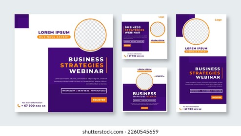 Webinar Business Conference Social Media Post for Online Marketing Promotion Banner, Story and Web Internet Ads Flyer