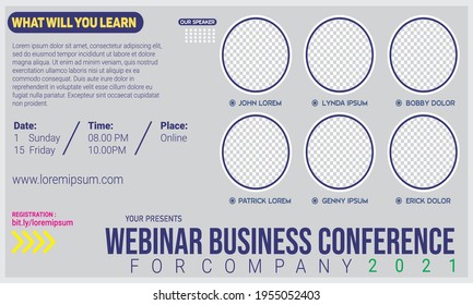 Webinar Business Conference Templates Design, grey color background with flat style