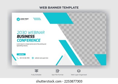 Webinar business conference web banner landing page and video thumbnail template
