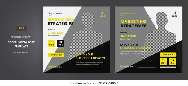 Webinar Business, live webinar and corporate social media post