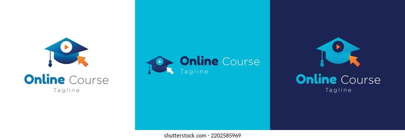 Webinar business logo design, modern online education symbol, digital study course brand identity emblem concept, e-learning editable commercial logotype, isolated on white background