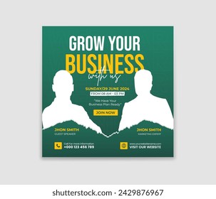 webinar business for social media post template. Perfect for business webinar, marketing webinar. online marketing promotion banner. Editable web Banner Post Template.
