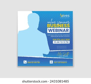 webinar business for social media post template. Perfect for business webinar, marketing webinar. online marketing promotion banner. Editable web Banner Post Template.
