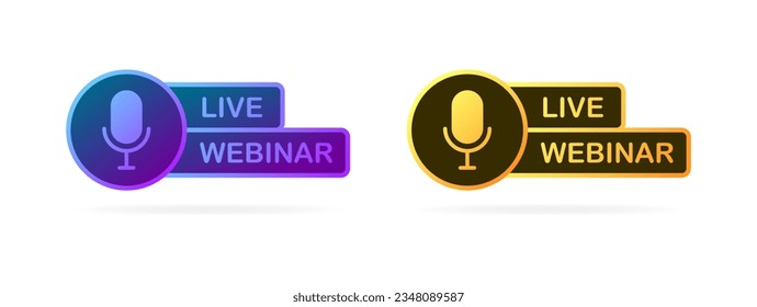 Webinar button. Flat, purple, live webinar, take webinar for free. Vector illustration