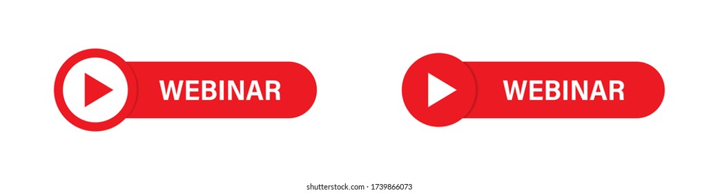 Webinar button. Webinar live banner or play red button. Vector isolated web elements. EPS 10